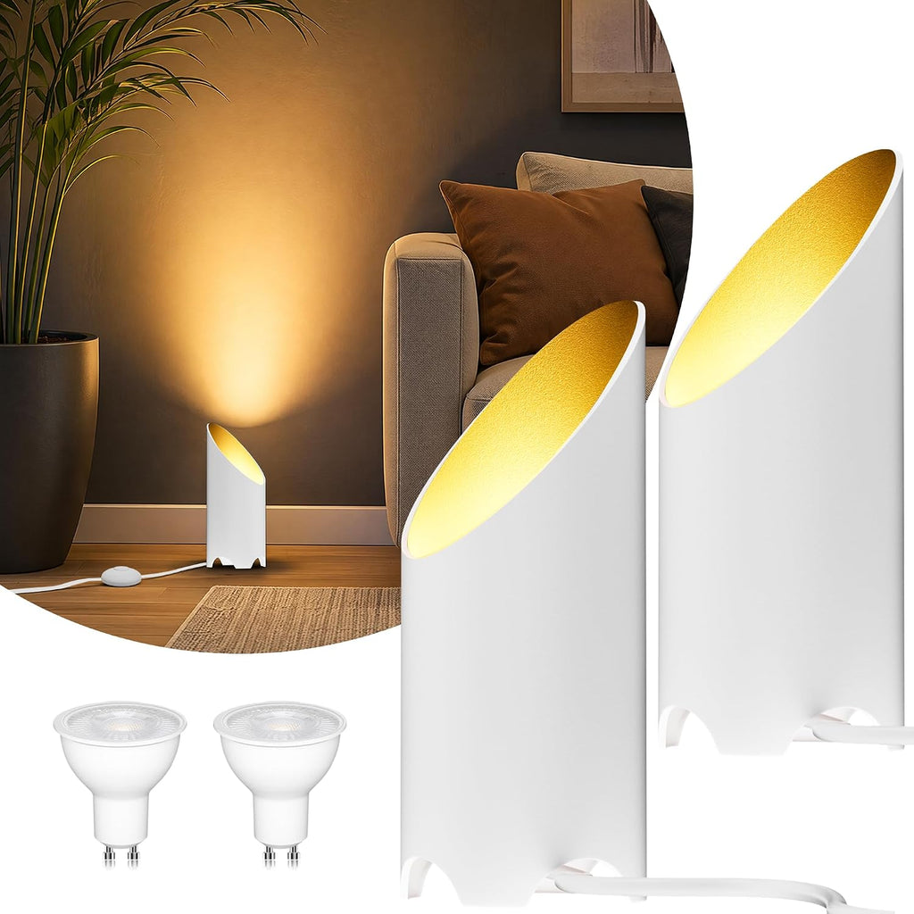 2 Pack Uplights Indoor,7W Ambient Lighting with 3000K GU10 Bulbs,Mood & Accent Lighting,House Warming Gifts New Home,Art Decor 5.9 FT Cords&Foot Switches