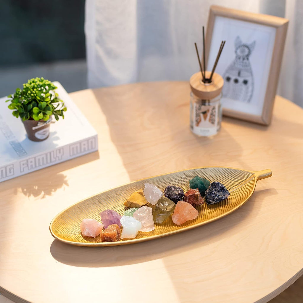Hanobe Decorative Trays for Home Decor, Leaf Shaped Wood Key Bowl