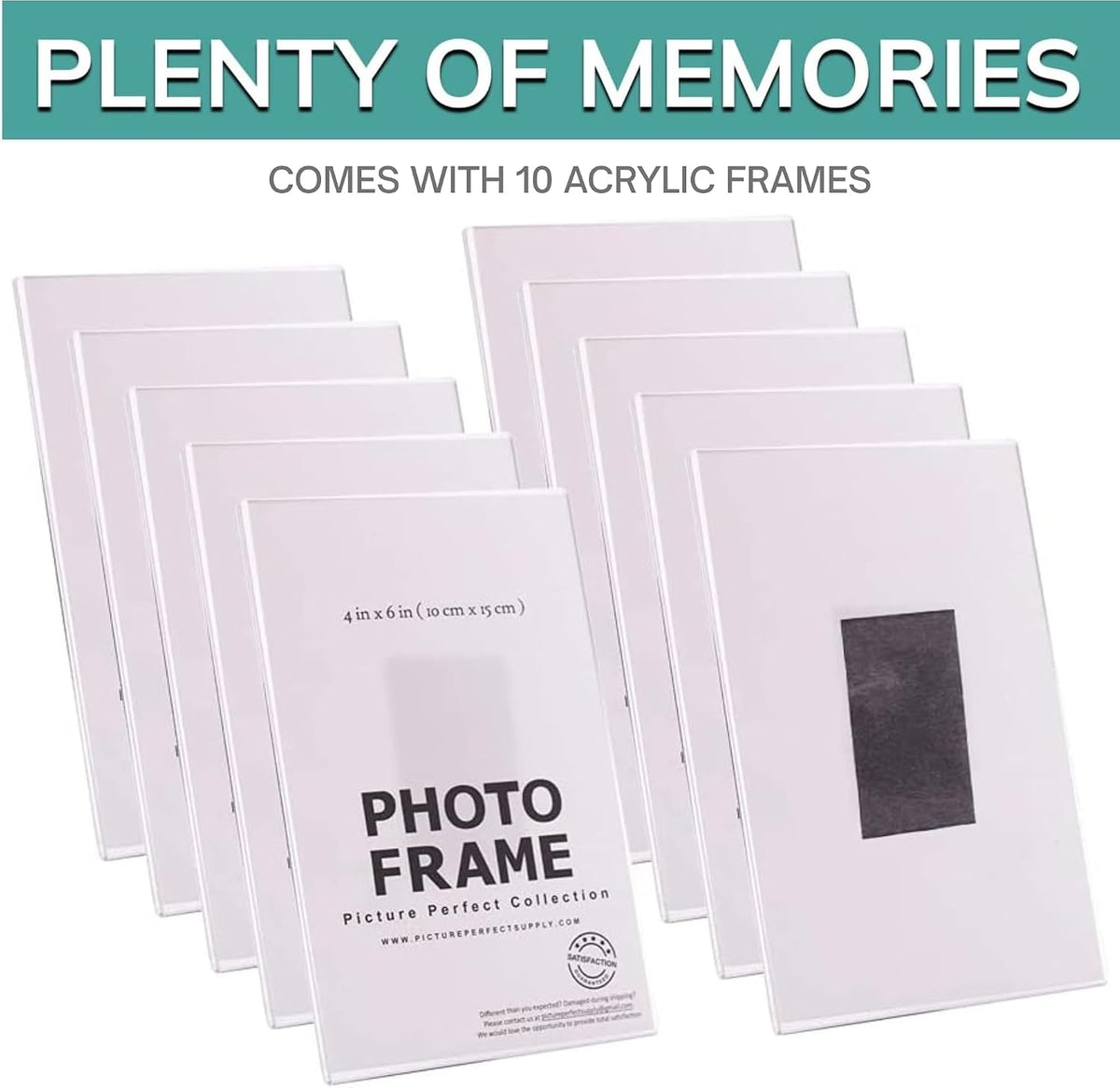 pbf 4x6 Magnetic Acrylic Picture Frames for Refrigerator – Clear Photo Holder Display for Fridge, Locker, Whiteboard, Office, Artwork, Signs – 10 Pack