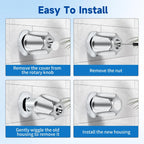 Bathtub Faucet Replacement Kit with Diverter Tub Spout, 3 Handle Shower Knob Set, Stainless Steel Tub Faucet Repair Kit for Tub & Shower, Fits 1/2" and 3/4" Connections
