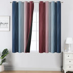 Estelar Textiler Navy Blue and Burgundy Red Ombre Blackout Curtains 45 Inches by ESTELARTEXTILER