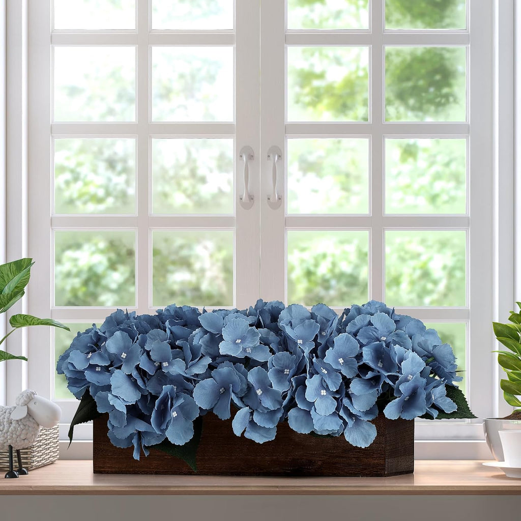 Pre-Made Hydrangea Centerpiece for Dining Table, Navy Blue