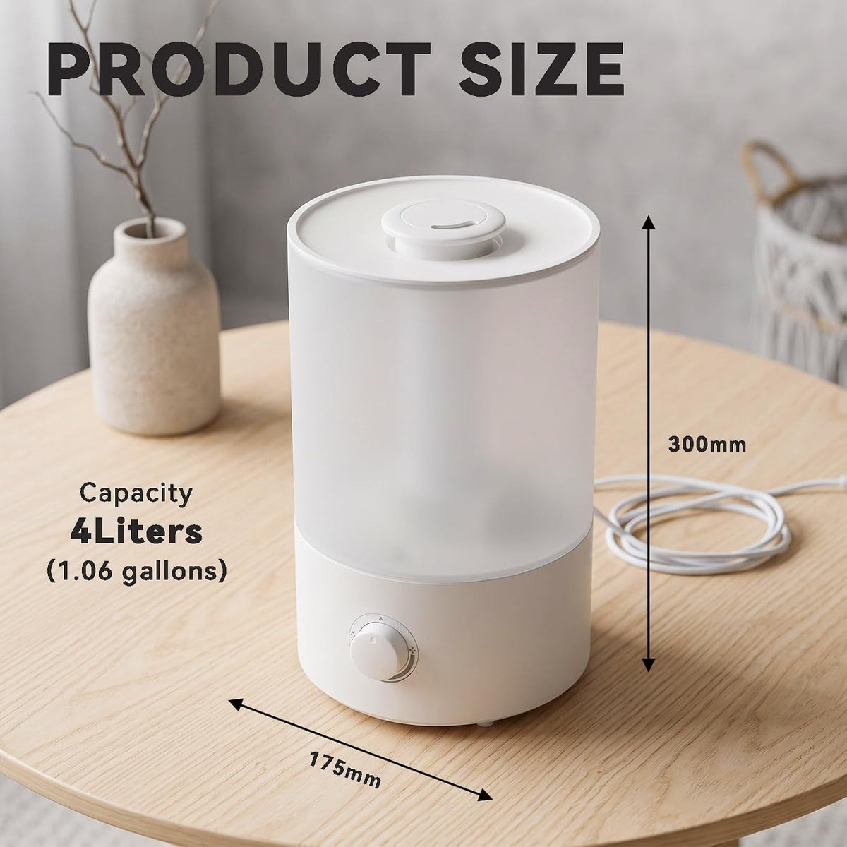4L Humidifier for Large Room - High Mist Output, 60 HR Runtime, Ultrasonic Top Fill Humidifiers for Bedroom, Easy to Use & Clean for Home & Baby