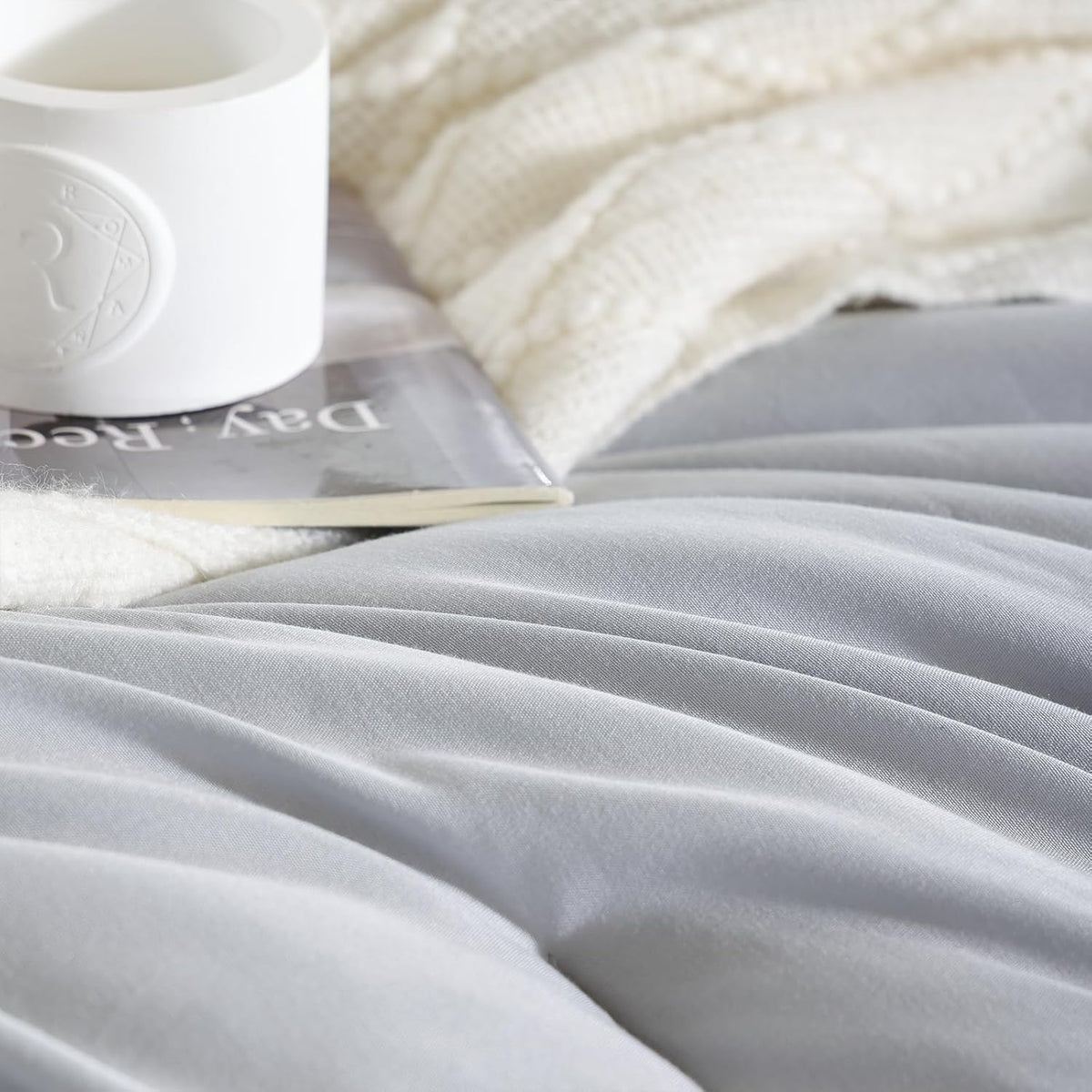weigelia Light Grey Comforter Set Full, All Season Lightweight Bedding Set