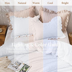 JOLLYVOGUE Bright White Queen Comforter Set,3pcs Ruffle Seersucker Bed Set