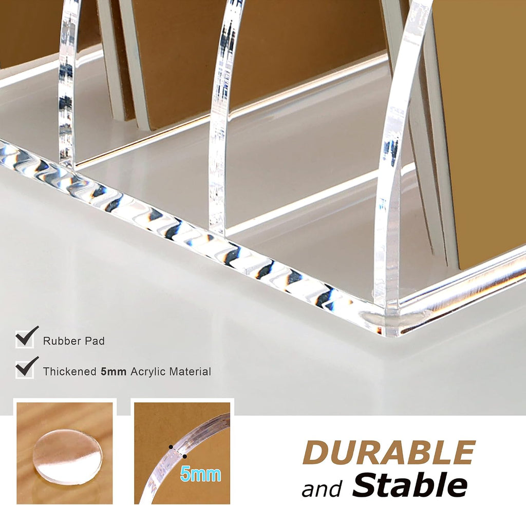 SANRUI Acrylic Desk File Organizer, Clear Magazine File Holder 4 Slot