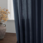 Nanspring Vintage Blue Linen Curtains 96 Inches Long 2 Panels Set - Image 4