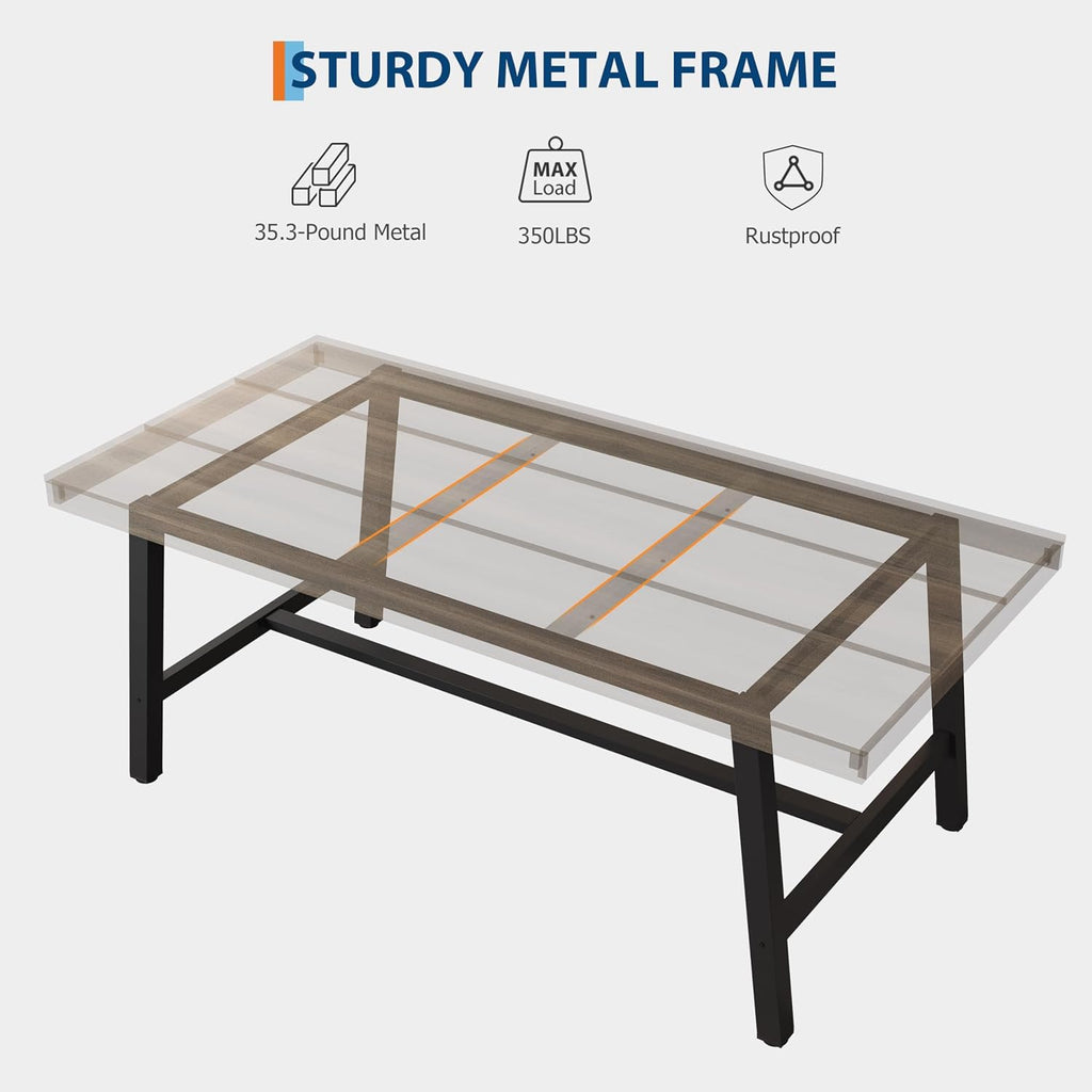 71''Industrial Dining Table for 6-8 People,Large Kitchen Table