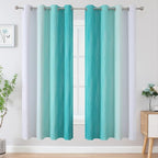 Estelar Textiler Grayish White and Teal Blackout Curtains - Image 2