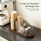Coffee Station Organizer Caddy with Wood Base, Coffee Bar Accessories