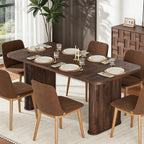 Garvee Dining Table for 6-8 People - 62" Long Kitchen Table, Black Walnut