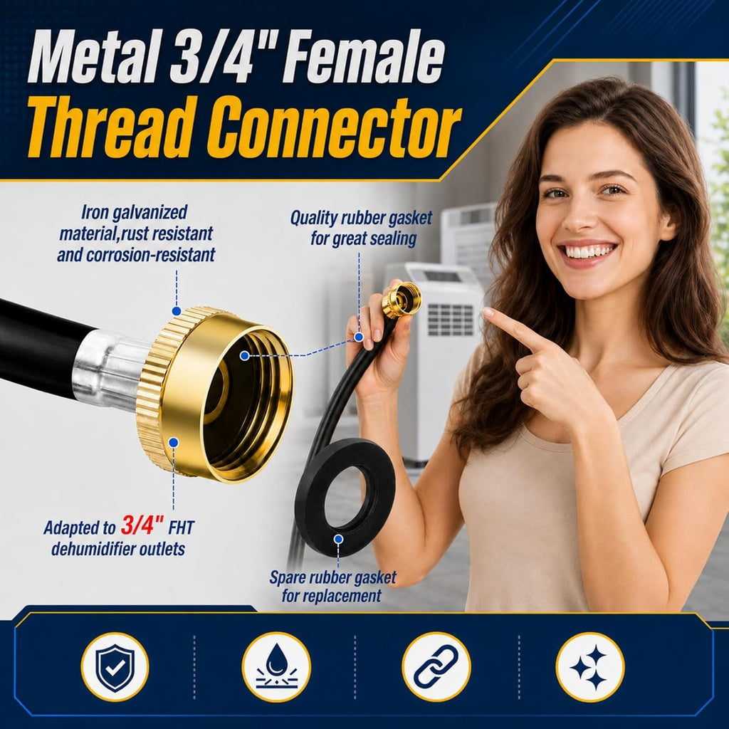10FT Dehumidifier Drain Hose 3/4" FHT Connector