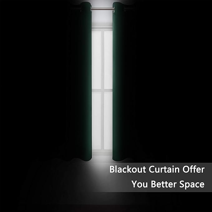 LEMOMO Dark Green Blackout Curtains 66 x 63 Inch Length/Set of 2 Curtain - Image 3