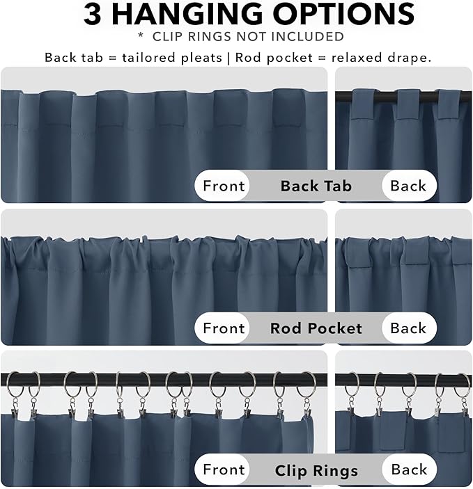 Deconovo Blackout Curtains, Thermal Insulated, W70 x L108 2 Panels, Back Tab - Image 2