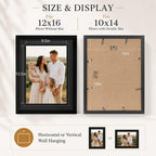12x16 Double Floating Mat Wood Picture Frame, for 30 x 40cm Diamond Art Painting with Double 10x14 Black Mat, 10x14 Matted Frame with Shatter Resistant Plexiglass, 2 Pack, Black