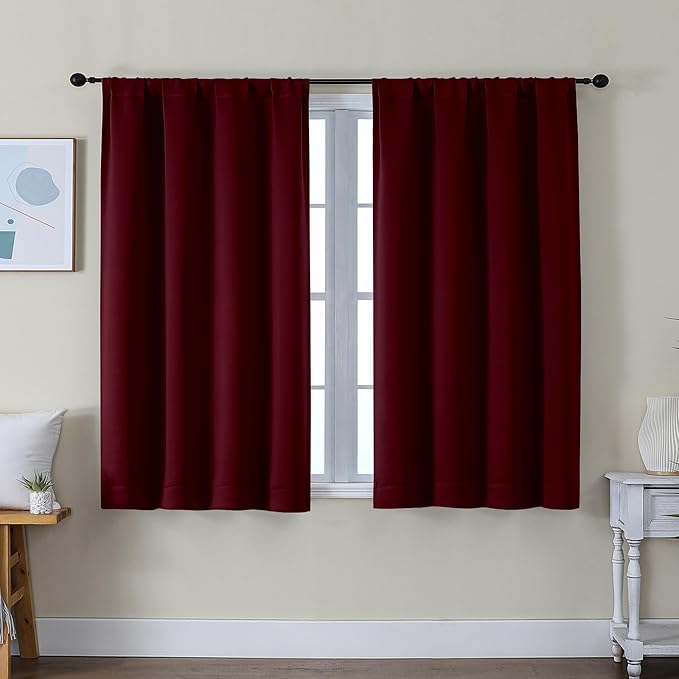 Simplebrand Ava Burgundy Short Blackout Curtains by Simplebrand