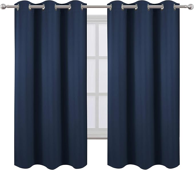 LEMOMO Navy Blackout Curtains/38 x 54 Inch Length/Set of Two Panels Grommet - Image 2