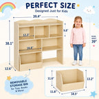IDEALHOUSE Toy Storage Organizer with Movable Drawers, Kids Bookshelf with Hidden Wheels and 5 Open Cubbies, Multifunctional Storage Cabinet Chest for Playroom