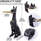 29-Inch Black Resin Geometric Doberman Statue with Tray, Dog Side Table