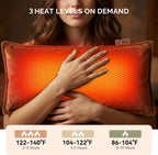 SAVIOR HEAT Heated Throw Pillow Lumbar Support Pillow with 10000mAh Battery, Rechargeable Electric Heating Cushion with 3 Heat Levels for Office Chair Car Abdomen Neck Waist