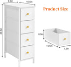 Fixwal Narrow Storage Cabinet, Slim Dresser with 4 Fabric Drawers, White