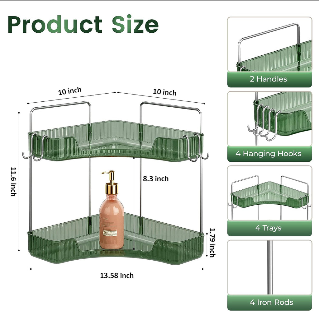 Corner Counter Organizer, 2-Tier Bathroom & Kitchen Storage Tray