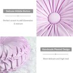HIG Set of 2 Decorative Round Pleated Throw Pillows, Classy Accent Pumpkin - Image 3
