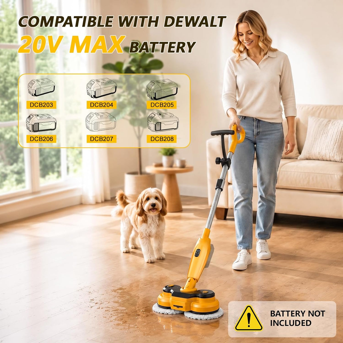 Cordless Electric Mop Compatible with Dewalt 20V Max Battery(Tool Only)