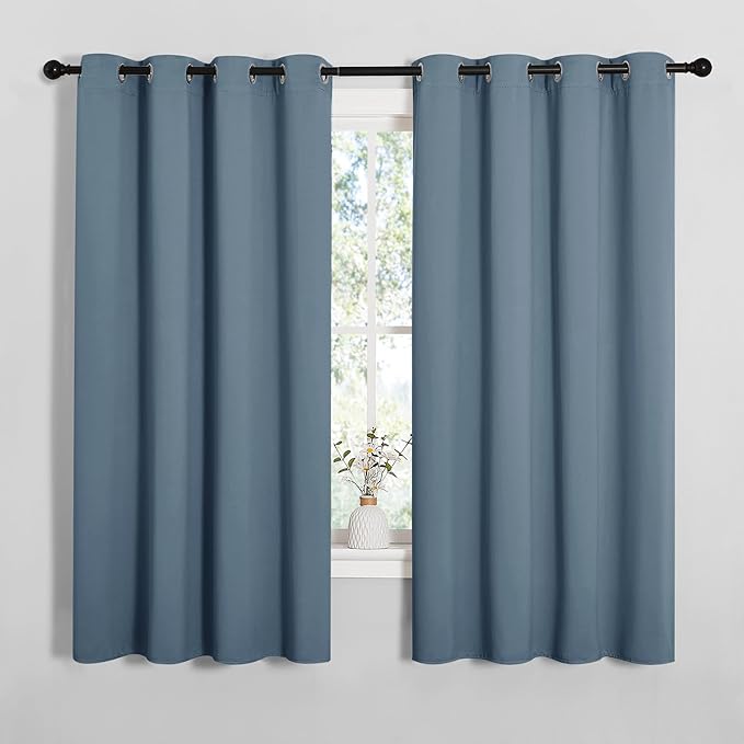 NICETOWN Smoky Blue Blackout Curtains 68 inches Length by NICETOWN