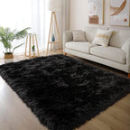 Latepis Black Fluffy Small Fur 3x4 Area Rug - Image 7