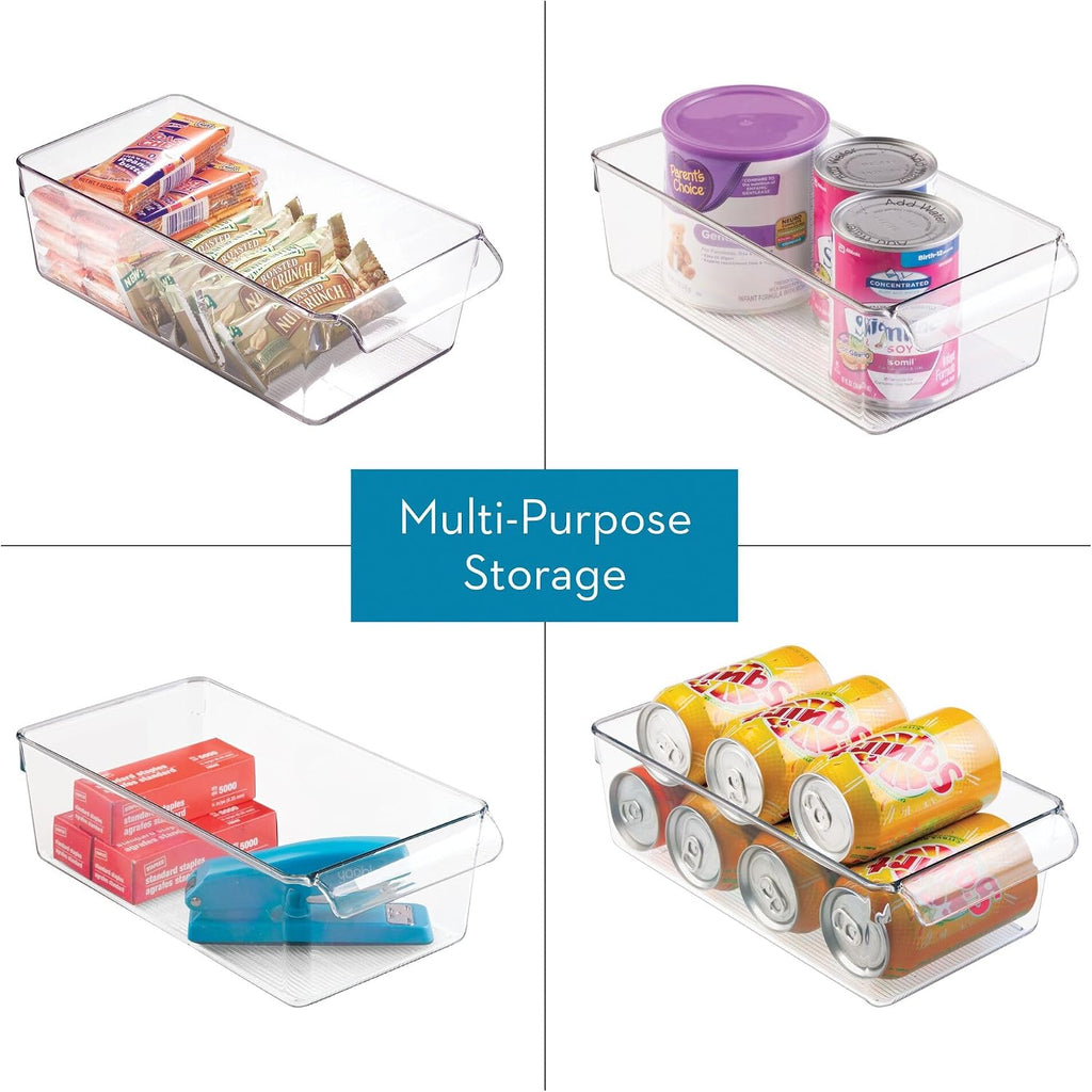 iDesign Fridge Storage Bin with Handle, Set of 4, Clear