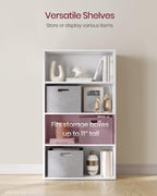 VASAGLE 4-Tier Bookshelf, Storage Organizer, 23.6 x 9.5 x 42.4 Inches