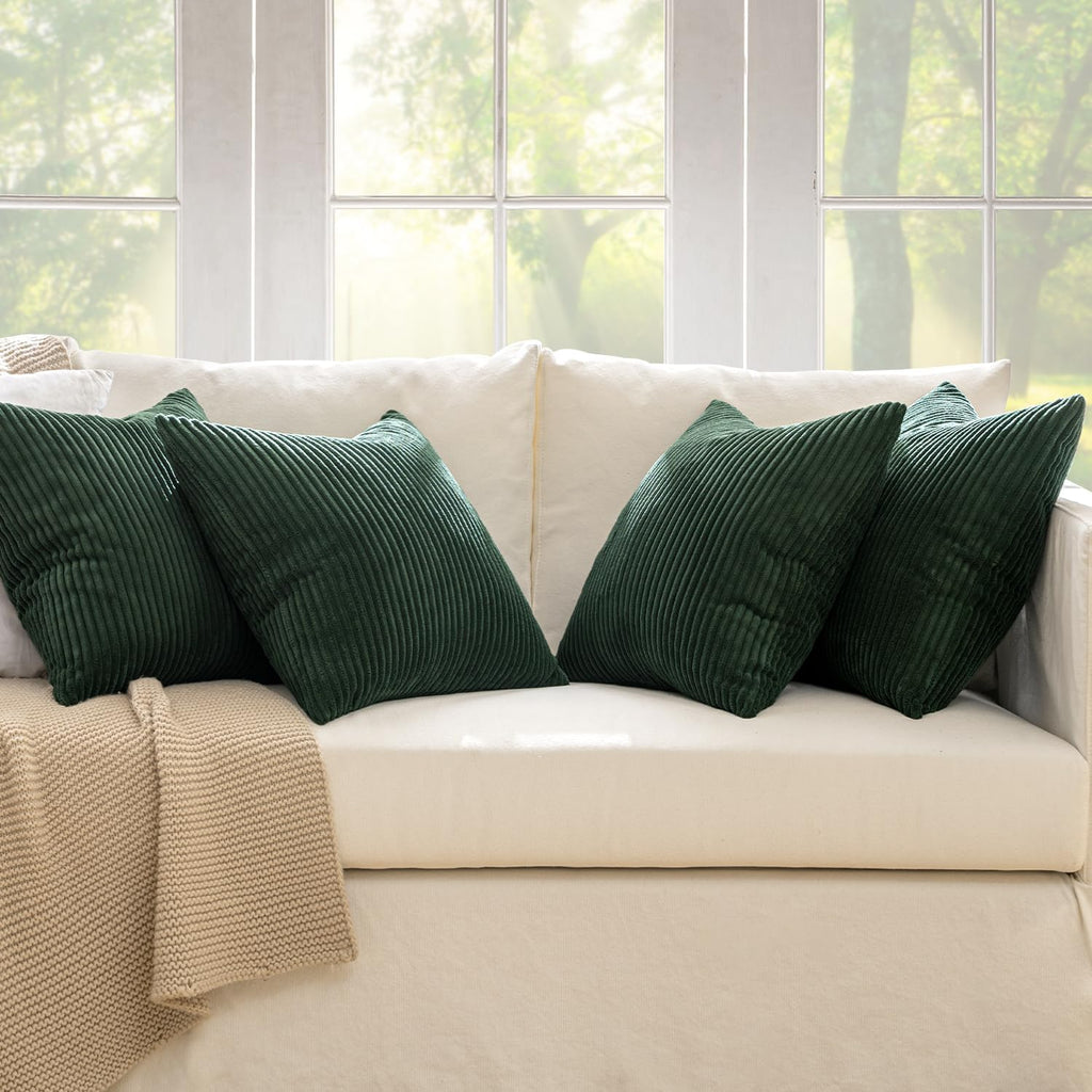 MIULEE Soft Corduroy Decorative Throw Pillow Covers Army Green 18x18