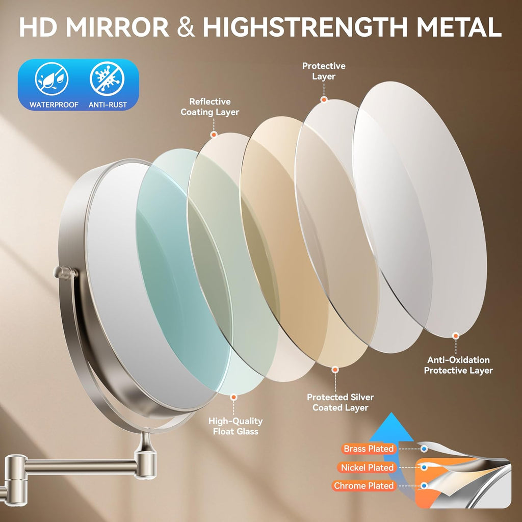 Auxmir 8" Double-Sided Wall-Mounted Makeup Mirror, 1X/30X Magnifying Mirror