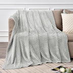 BEDELITE Fleece Throw Blanket for Couch – 3D Ribbed Jacquard Soft and Warm - Image 2