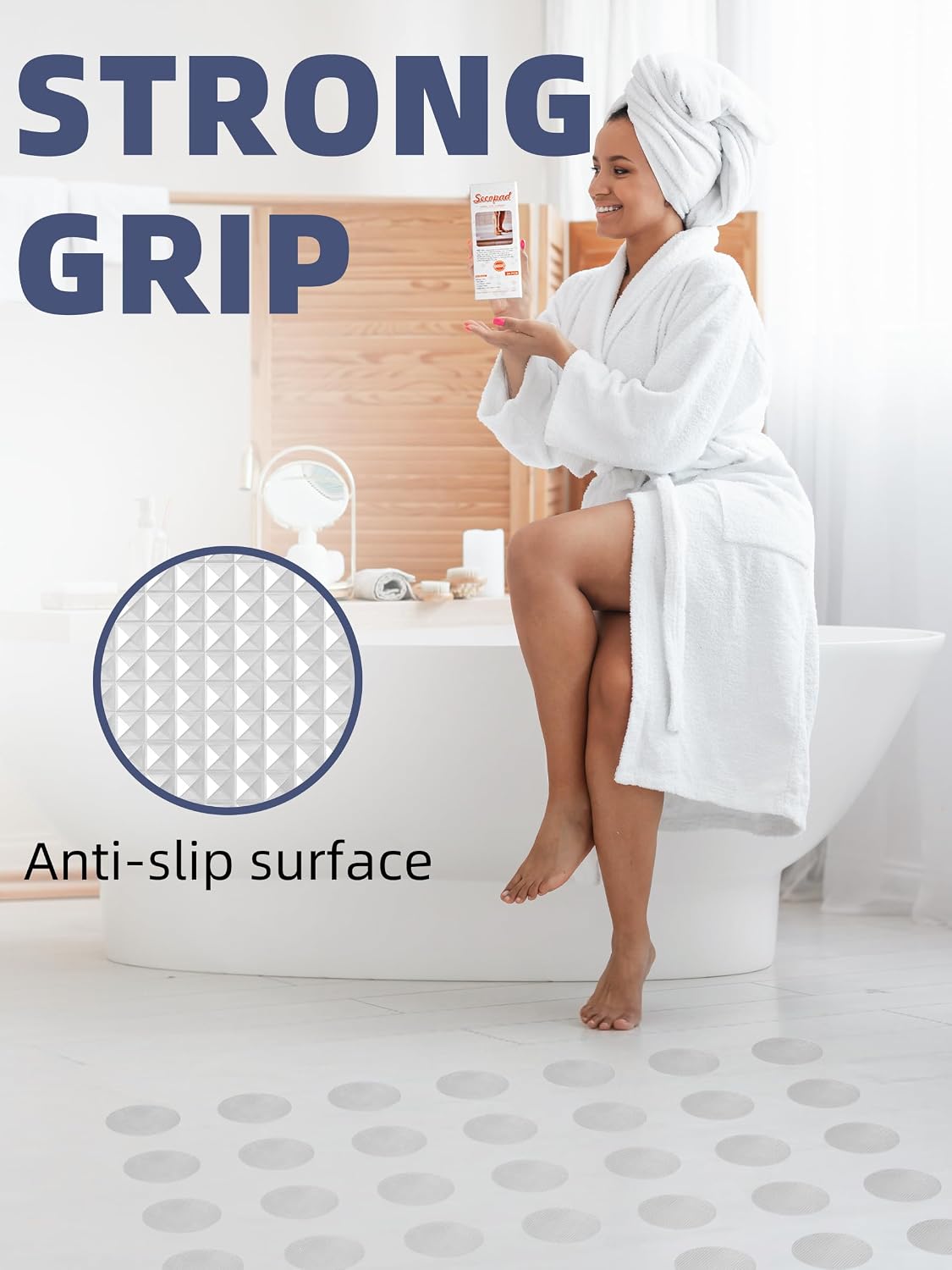 Secopad Round Non Slip Bathtub Stickers with Scraper, 36PCS, Clear
