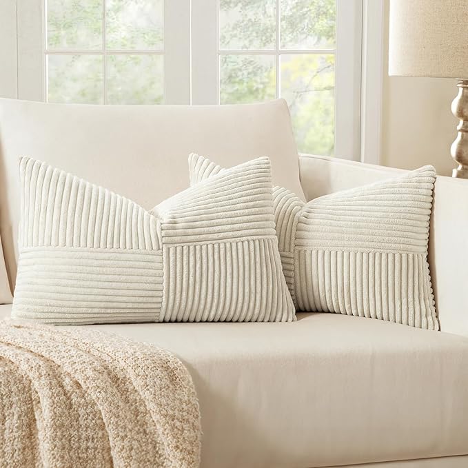 MIULEE Beige Decorative Lumbar Throw Pillow Covers 14x22 Inch by MIULEE