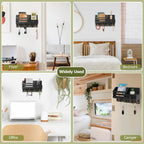 Key Holder Wall Mount, Wooden Key and Mail Organizer, Black