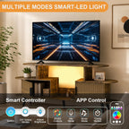 65" Fluted TV Stand with RGB LED Light & Outlet for TV up to 75"