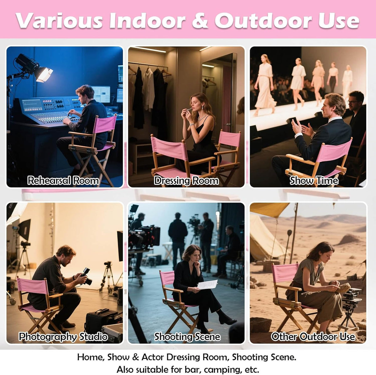 STAY GENT Director's Chair Canvas Replacement Kit 21"L x 8"W - 21"L x 16.5"W Replacement Canvas Durable Cotton Canvas Seat & Back Covers for Home,Model Artist,Makeup,Show Dressing Room, 1 Set Pink