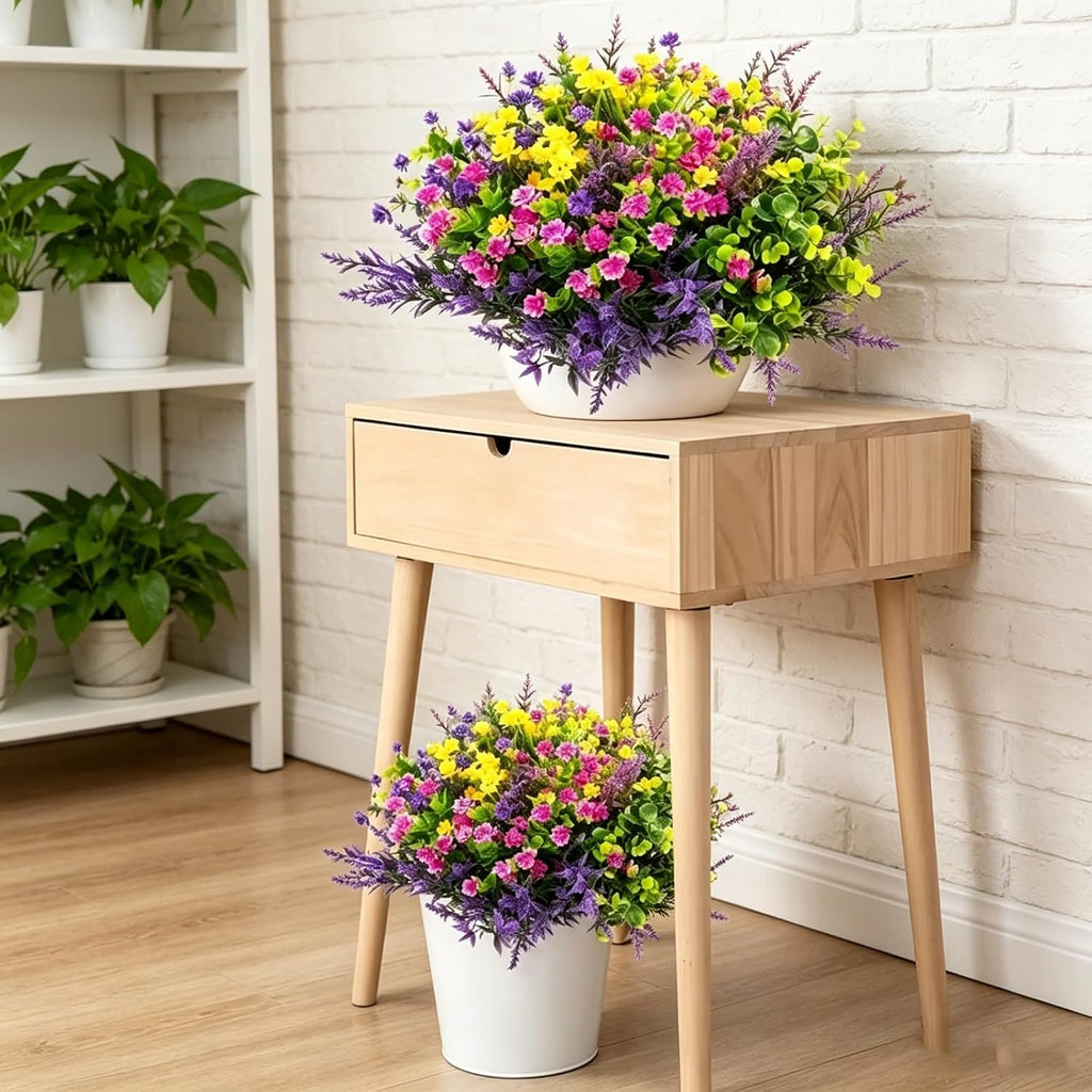 20 Pcs Artificial Flowers Outdoor, Faux Artificial Plants UV Resistant Plastic Flower Bulk for Hanging Planter Porch Window Home Wedding Fall Summer Decor
