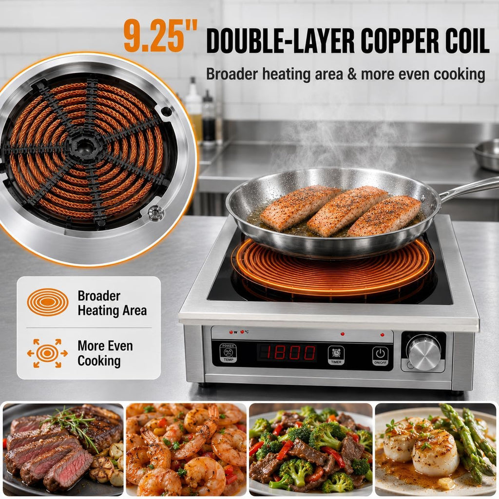 Commercial Induction Cooktop 1800W 120V, Countertop Burner