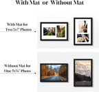 5x7 Double Picture Frame Collage 2 Openings Wooden, Black Frame