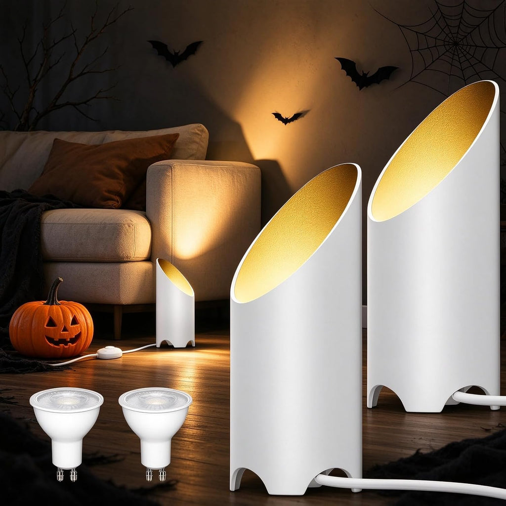 2 Pack Uplights Indoor,7W Ambient Lighting with 3000K GU10 Bulbs,Mood & Accent Lighting,House Warming Gifts New Home,Art Decor 5.9 FT Cords&Foot Switches
