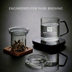 Pure And Easy Tea, Glass Tea Infuser Mug with Lid - Plastic-Free Borosilicate Steeping Cup for Loose Leaf Tea and Tisanes, 400 mL/13.5 oz