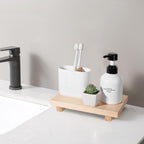 Bathroom Tray Wood Riser Kitchen Decor Soap Holder, 9" x 6" Burlywood