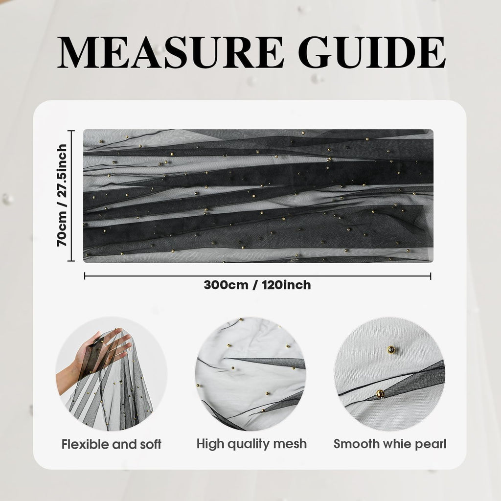 Artoid Mode 6-Pack Pearl Black Gauze Table Runner 10FT Home Decor