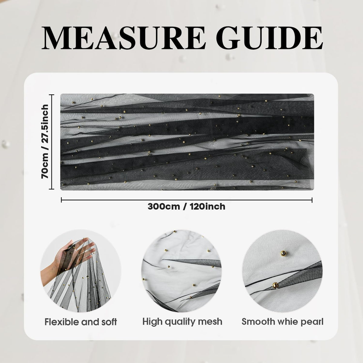 Artoid Mode 6-Pack Pearl Black Gauze Table Runner 10FT Home Decor