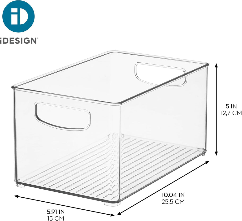 iDesign Stackable Clear Plastic Bin, 2-Pack