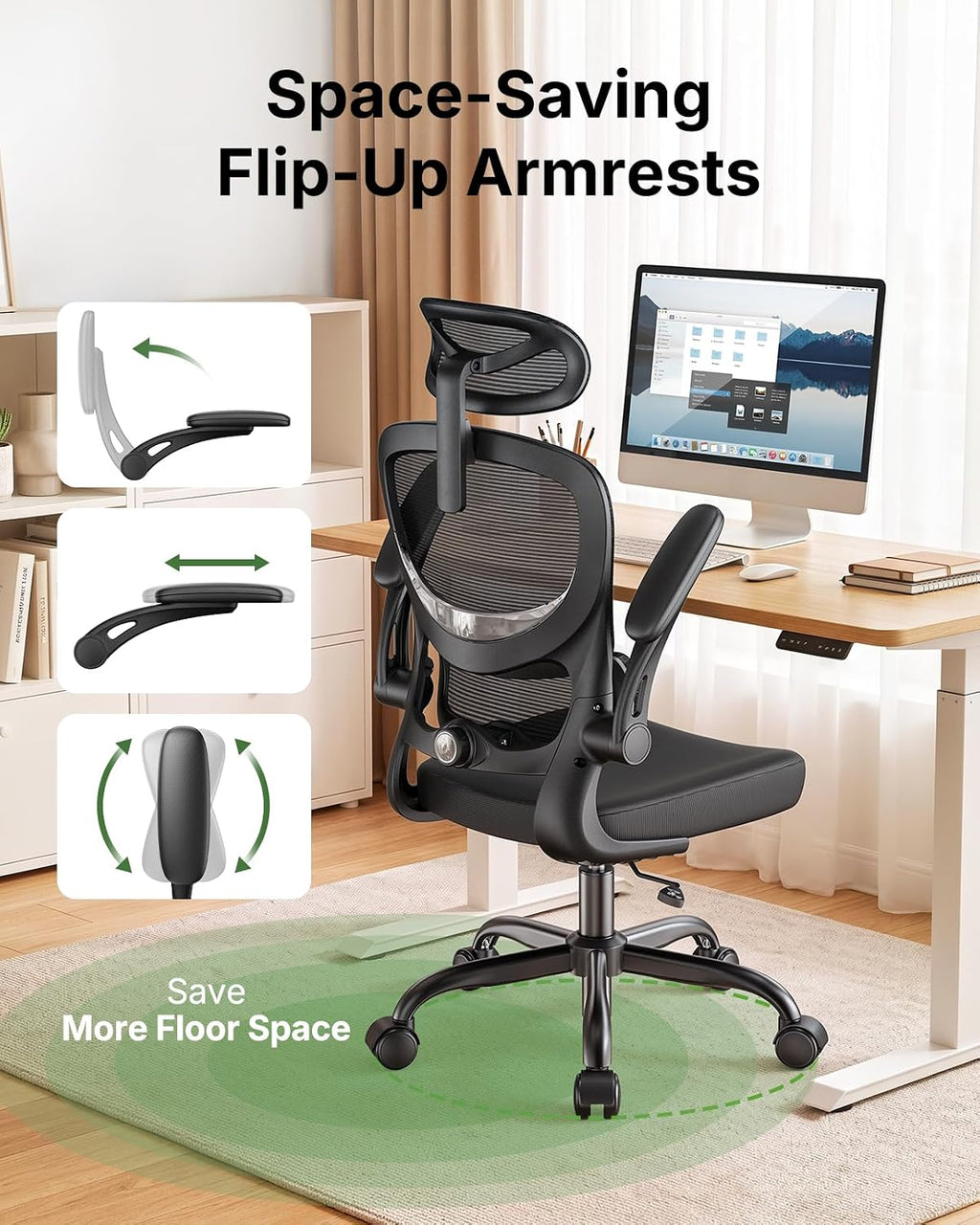 Marsail Ergonomic Office Chair with Lumbar Support, Home Office Desk Chair